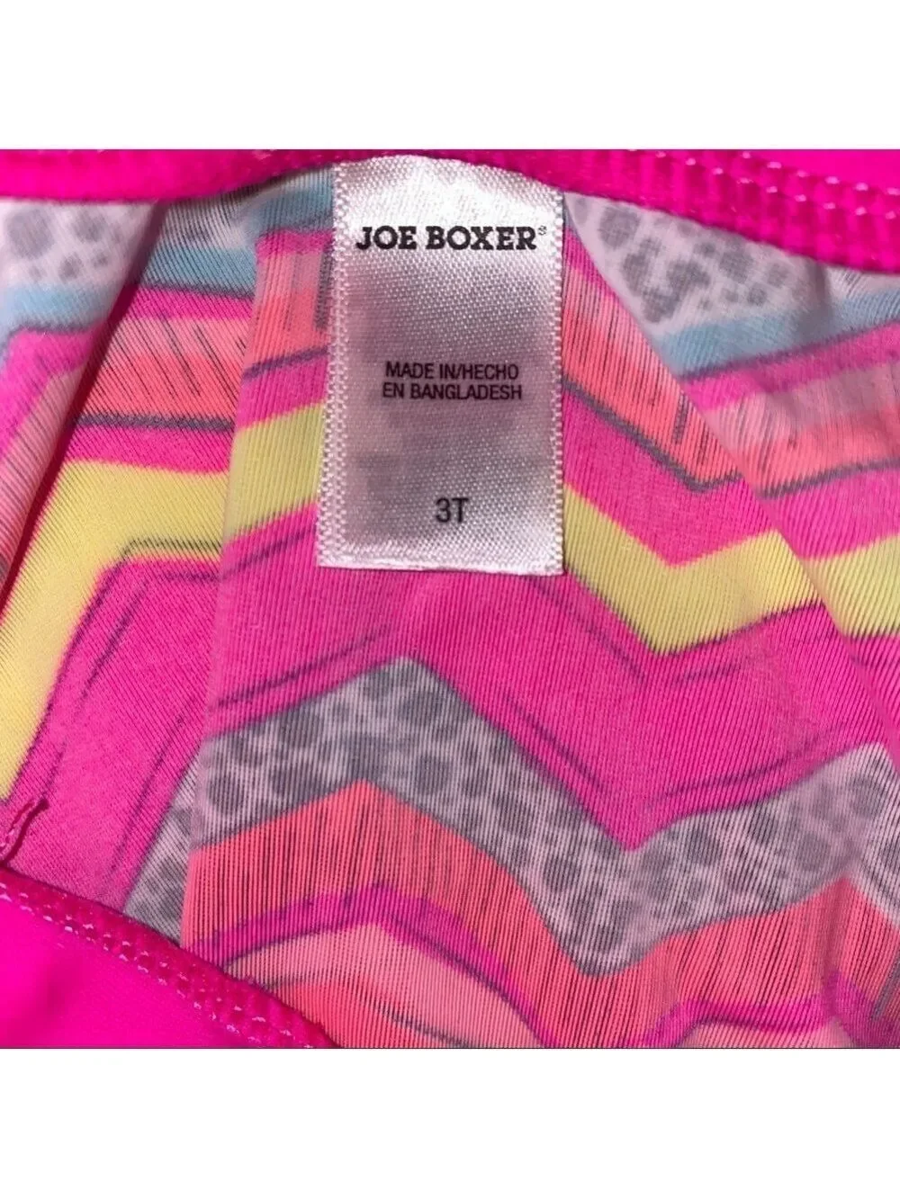 Joe Boxer Girl’s Size 3T Pink Geometric Swim Rash Guard Top